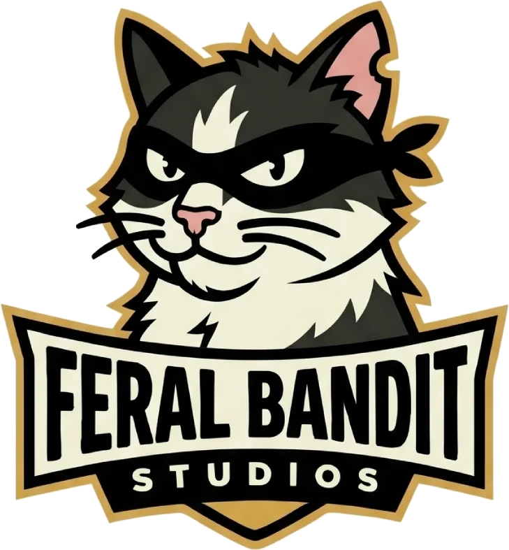 Feral Bandit Studios badge logo in colour